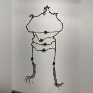 Long blue and silver necklace